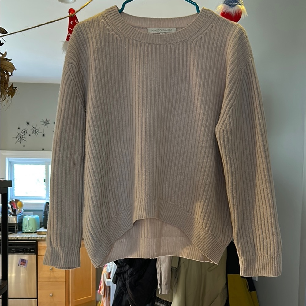 NakedCashmere light Pink Crew Neck Sweater with Ribbed Texture